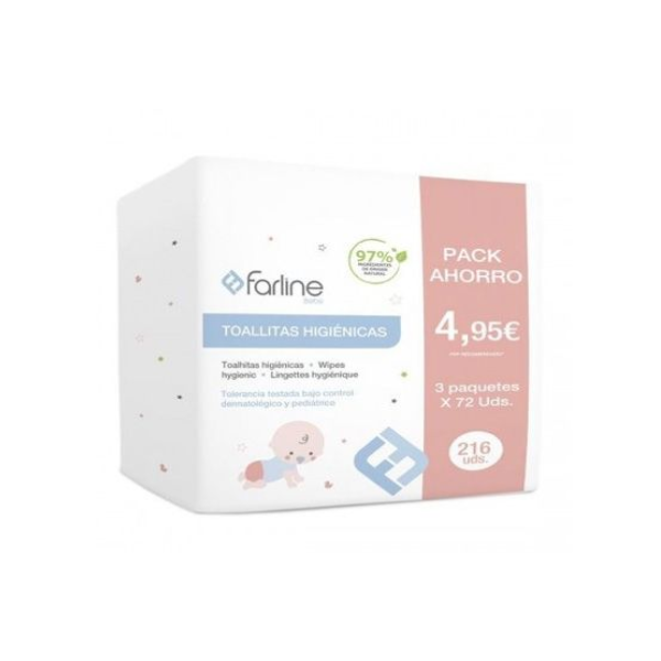 TOALLITAS HIGIENICAS BEBE FARLINE 216 UDS