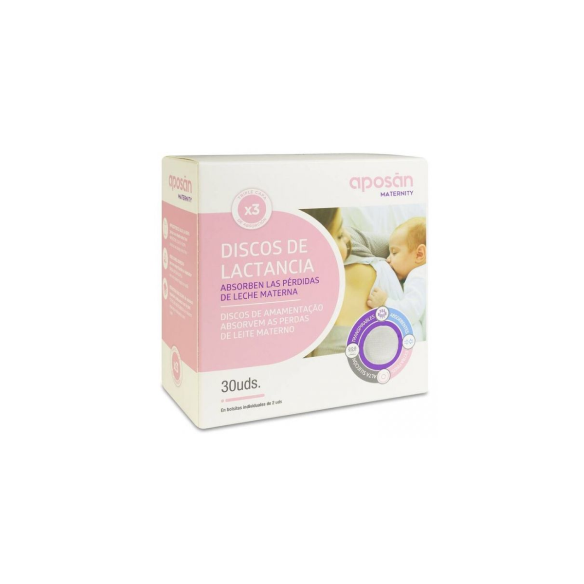 DISCOS DE LACTANCIA APOSAN 30 UDS