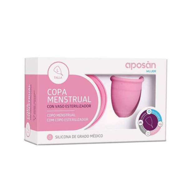 COPA MENSTRUAL APOSAN CON VASO ESTERILIZADOR TALLA L