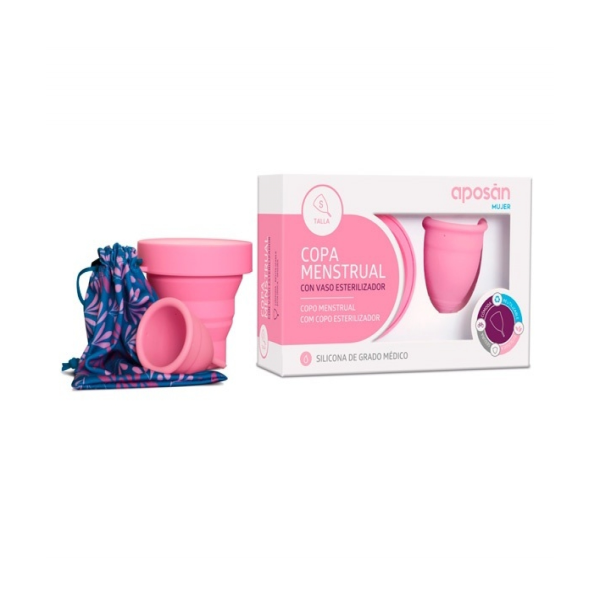 COPA MENSTRUAL APOSAN CON VASO ESTERILIZADOR TALLA S