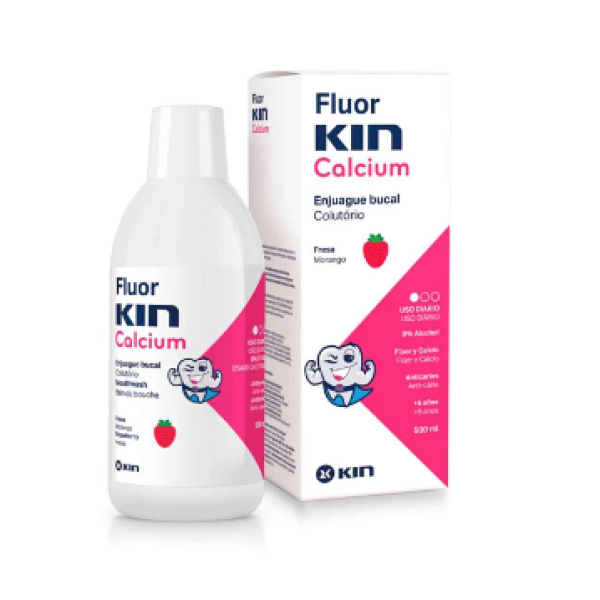 FLUOR KIN CALCIO ENJUAGUE BUCAL FRESA  500ML