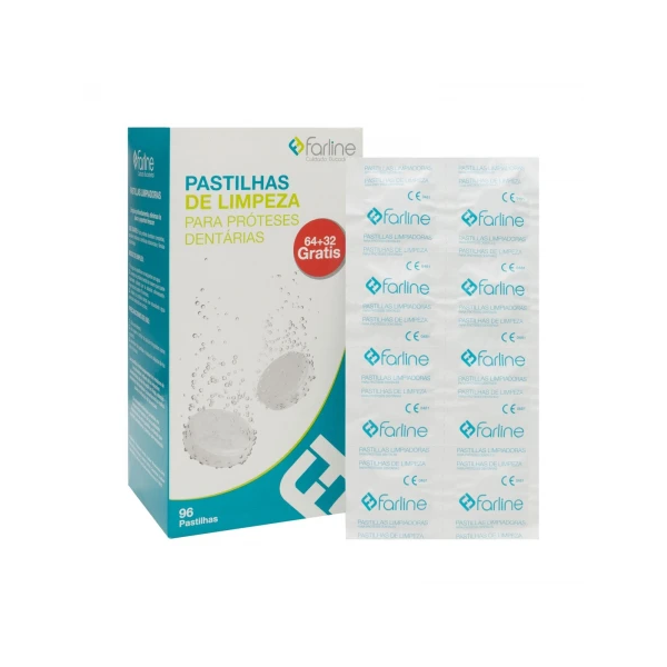 FARLINE PASTILLAS LIMPIADORAS LIMPIEZA PROTESIS 96 TABLETAS