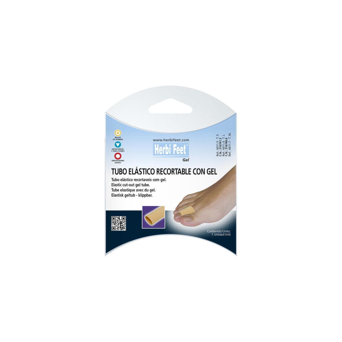TUBO ELASTICO RECORTABLE HERBI FEET CON GEL