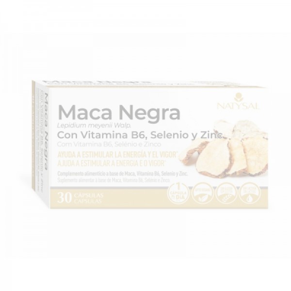 MACA NEGRA CON VITAMINA B6 SELENIO Y ZINC 30 CAPSULAS NATYSAL