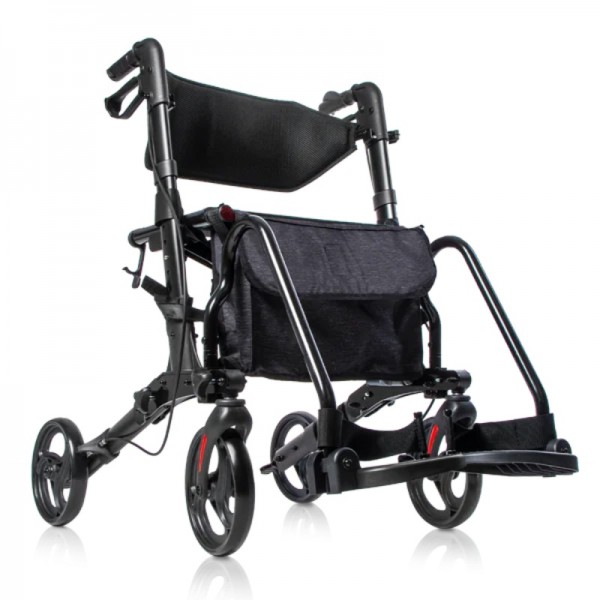 Andador y silla Magnum Plus de aluminio 2 en 1 con reposapiés -
