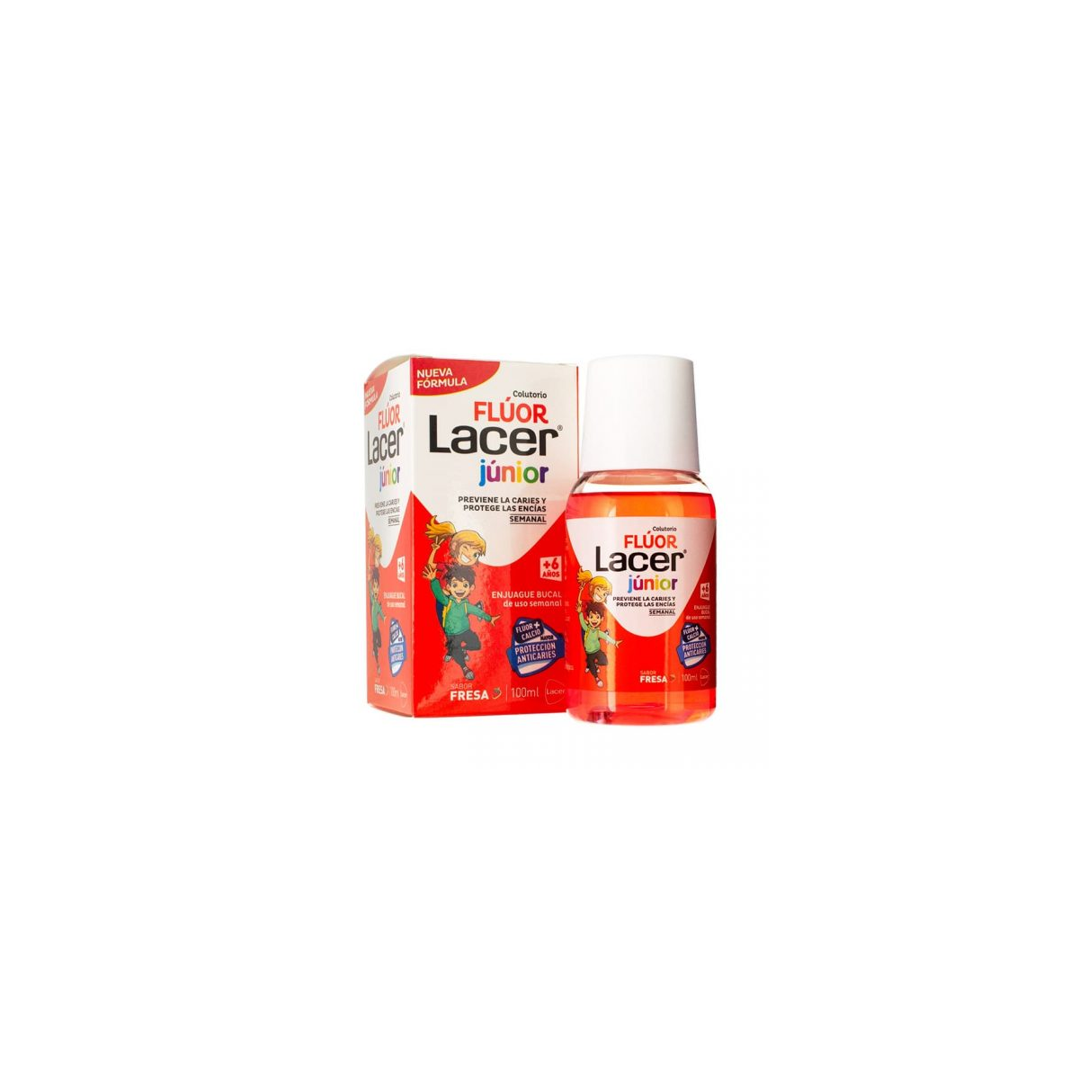 LACER COLUTORIO FLUOR SEMANAL 02  FRESA 100 ML