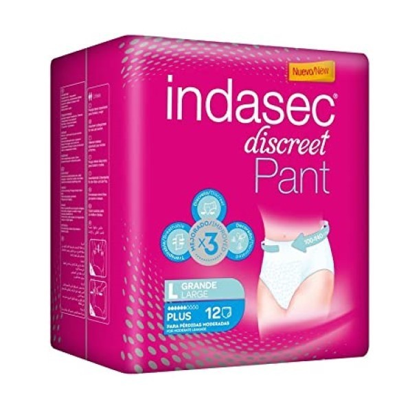 INDASEC PANT PLUS ABSORB INC ORINA DIA ANAT T GDE 12 U